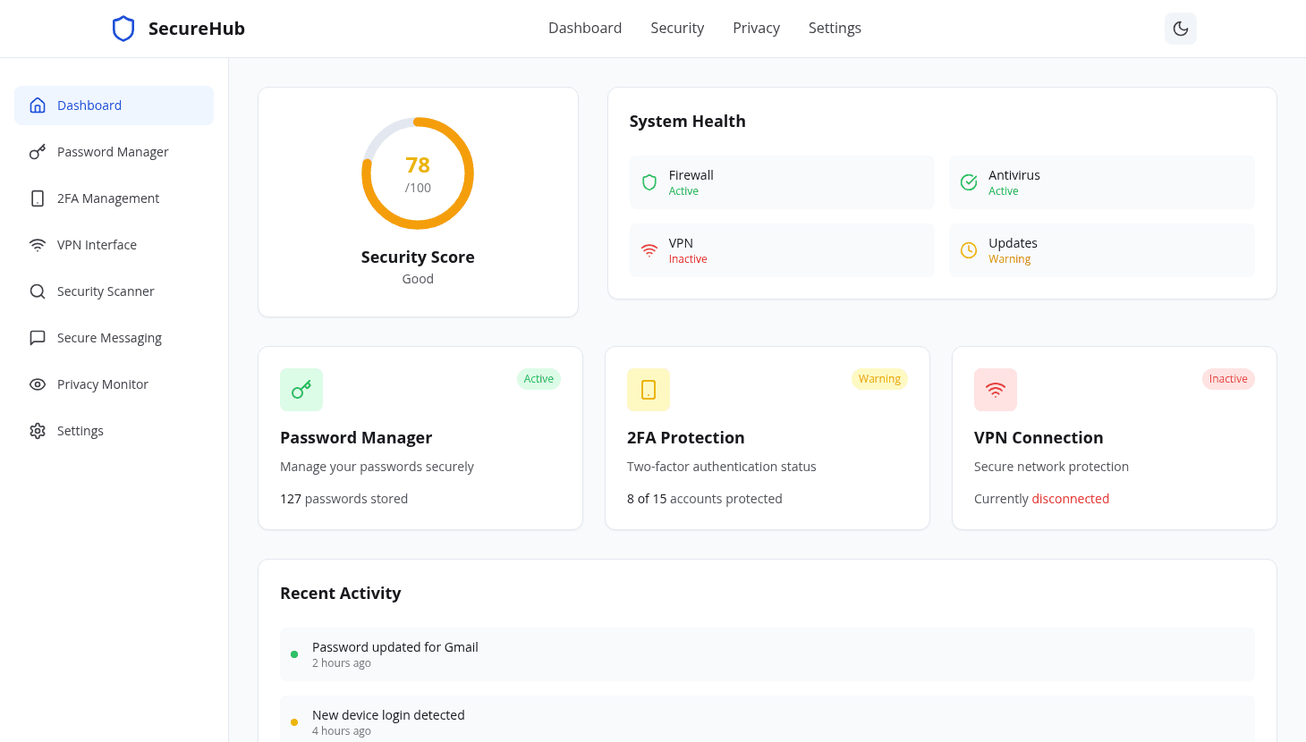 Security Dashboard Web Application