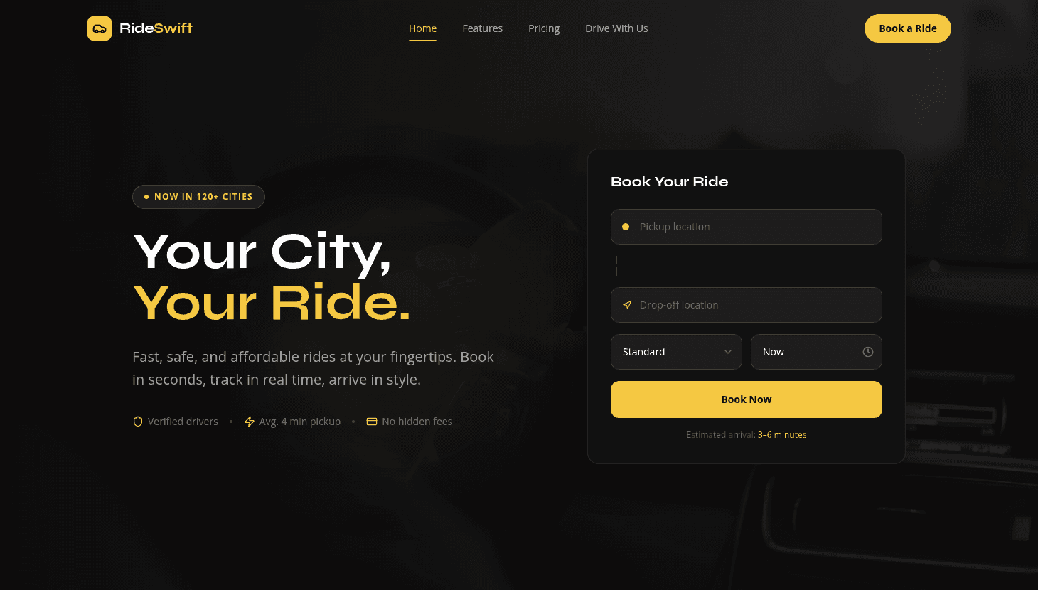 Taxi App Website